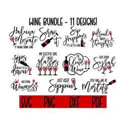Wine Bundle, 11 Designs!  svg-png-pdf-dxf DIY Tshirts, decals, wine glasses, wine bags, gift bags