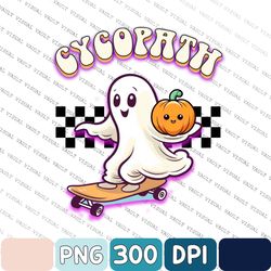 Cycopath PNG-Halloween Sublimation Digital Design Download-bicycle png, ghost png, spooky season png, vintage pn