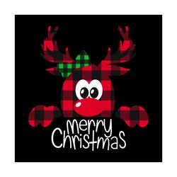 Reindeer Merry Christmas Svg, Christmas Svg, Plaid Reindeer Svg, Animal Svg, Winter Svg, Snow Svg, Green Knot Svg, Cute