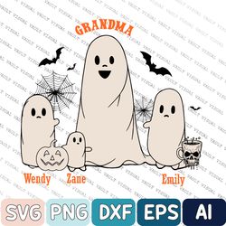 Halloween Svg For Grandma, Custom Grandkids Name Halloween Svg, Halloween Svg With Grandchildren Name, Halloween Family