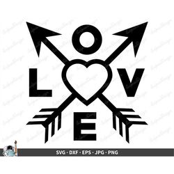 Love Valentine's Day Arrows SVG  Clip Art Cut File Silhouette dxf eps png jpg  Instant Digital Download