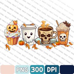 Skeleton Coffee Cups Png Sublimation Design Download, Coffee Cups Png, Skull Coffee Cup Png, Scary Coffee Cup Png
