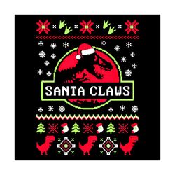 Jurassic ParkRetro Art Svg, Christmas Svg, Dinosaur Svg, Santa Claws Svg, Santa Claws Hat Svg, Pinetree Svg, Snow Svg Wi