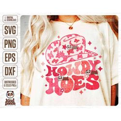 Howdy Hoes SVG PNG Sublimation, Pink Leopard Cowboy Hat, Retro Cowgirl Shirt, Western Country Hoodie Design, Bride Bache