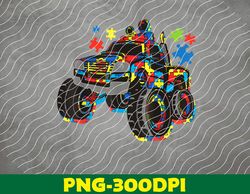 Monster Truck With Autism Puzzle Background Love Acceptance PNG, Digital Download