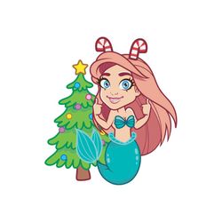 Mermaid Ariel Christmas Tree Svg, Christmas Svg, Pinetree Svg, Mermaid Svg, Ariel Christmas Svg, Christmas Light Svg, Ch