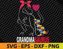 Grandmasaurus T Rex Dinosaur Grandma Saurus Autism Awareness Svg, Eps, Png, Dxf, Digital Download