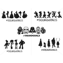 Squad Goals bundle SVG, Princess Squadgoals SVG, Squad Goals, guys squadoals mickey squadgoals Vector for Silhouette Cri