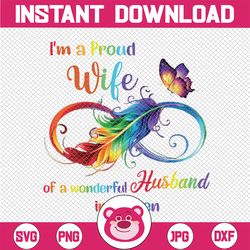 i am a proud wife of a wonderful husband in heaven png, family gift, gift for wife, angel husband, printable, instant