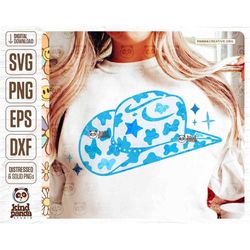 Retro Blue Cowboy Hat PNG SVG, Leopard Print Sublimation, Groovy CowGirl Hat Shirt DTF Transfer, Screen Print, Distresse