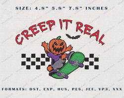 Creep It Real Embroidery Design, Halloween Embroidery Design, Spooky Retro Embroidery Design, Retro Halloween, Instant D