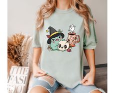Comfort Colors ,Cute Frog Witch Shirt, Halloween Shirt,Gft for Her