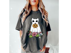 Comfort Colors,Floral Ghost Halloween Shirt, Cute Fall Shirt