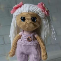 Crocheted doll, handmade, blonde