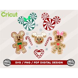 Mouse Head Gingerbread – Christmas 2022 Holiday decor SVG cut file for cricut & eps, ai, png, pdf clipart. Vector graphi