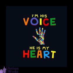 I Am His Voice He Is My Heart Svg, Awareness Svg, Autism Svg, Autism Hand Svg, Autism Heart Svg, Autism Awareness Day Sv