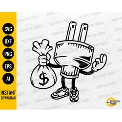 Electrical Plug Money Bag SVG | Scar Face Bandage Rich Savage Hip Hop Rap Rapper Gangster | Cut Files Clipart Vector Dig