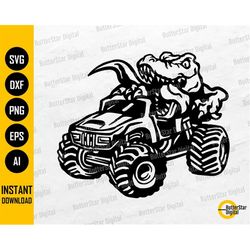T-Rex Riding A Monster Truck SVG | Dinosaur On Muscle Car SVG | Cricut Cutting Files Silhouette Cameo Clip Art Vector Di