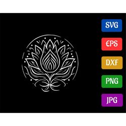 Mandala Lotus | svg - eps - dxf - png - jpg | Silhouette Cameo | Cricut Explore | Black and White Vector Cut file for Cr
