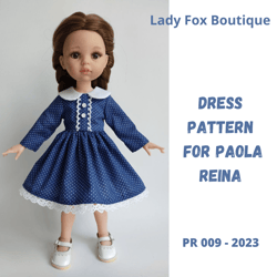 Pattern of dress with collar for Paola Reina dolls