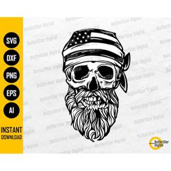 American Skull With Beard SVG | USA Flag SVG | 4th Of July Svg | Merica Svg | Cutting Files Cuttables Clipart Vector Dig