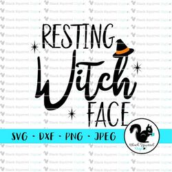 Resting Witch Face SVG, Witches Hat, Halloween Shirt Bag Cute October 31st Clipart, Stencil, Print & Cut File, Silhouett