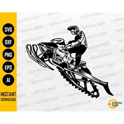 Snowmobile Jump SVG | Snowmobiler SVG | Winter Sports Illustration Drawing Decal | Cricut Cut File | Cuttable Clipart Di