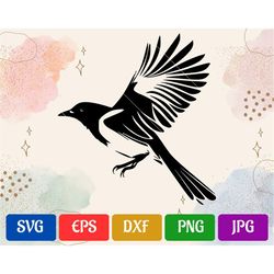 Magpie | svg - eps - dxf - png - jpg | Silhouette Cameo | Cricut Explore | Black and White Vector Cut file for Cricut
