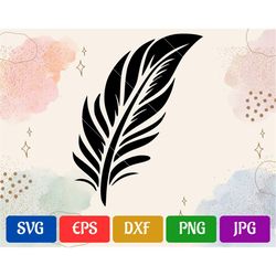 Feather SVG | Black and White Vector Cut file for Cricut | svg - eps - dxf - png - jpg | Cricut Explore | Silhouette Cam