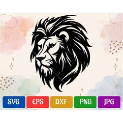 Lion SVG | Black and White Vector Cut file for Cricut | svg - eps - dxf - png - jpg | Cricut Explore | Silhouette Cameo