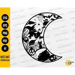 Witch Moon SVG | Halloween Decor | Home Wall Decorations | Horror Decal | Cricut Cut File Silhouette Printable Clipart V