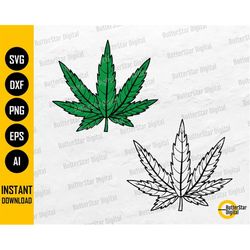 Cannabis Leaf SVG | Marijuana SVG | Weed Decal Sticker Vinyl Stencil | Cricut Silhouette Cut Files Printable Clipart Dig