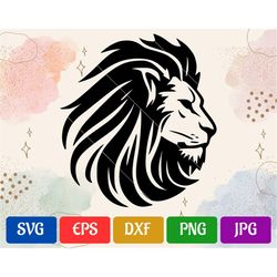 Lion SVG | Black and White Vector Cut file for Cricut | svg - eps - dxf - png - jpg | Cricut Explore | Silhouette Cameo