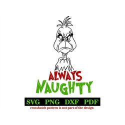 Always Naughty Christmas, Line Art, svg-png-pdf-dxf