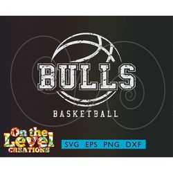 Bulls Basketball cutfile download svg dxf png eps School spirit Distressed logo