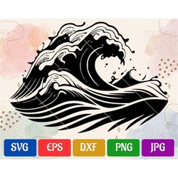 Waves | svg - eps - dxf - png - jpg | High-Quality Vector | Cricut Explore | Silhouette Cameo