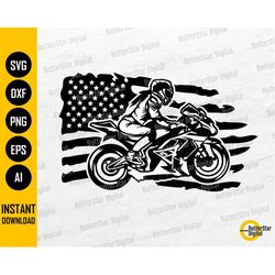 American Biker Girl SVG | USA Flag Superbike SVG | Motorcycle T-Shirt Decal Vinyl | Cricut Silhouette Clipart Vector Dig