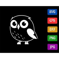 Owl SVG | Black and White Vector Cut file for Cricut | svg - eps - dxf - png - jpg | Cricut Explore | Silhouette Cameo