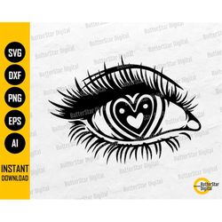 Heart Eyeball SVG | Woman Eyes SVG | Eyelashes SVG | Cricut Cutting Files Silhouette Cameo Printables Clip Art Vector Di