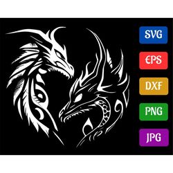Dragons | svg - eps - dxf - png - jpg | High-Quality Vector | Silhouette Cameo | Cricut Explore