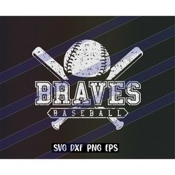 Braves Baseball cutfile svg dxf png eps instant download vector school spirit distressed logo