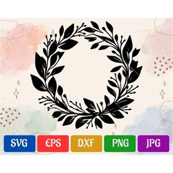 Wreath | svg - eps - dxf - png - jpg | Silhouette Cameo | Cricut Explore | Black and White Vector Cut file for Cricut