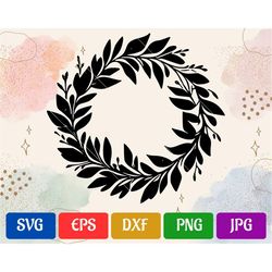 Wreath | svg - eps - dxf - png - jpg | Black and White Vector | Silhouette Cameo | Cricut Explore