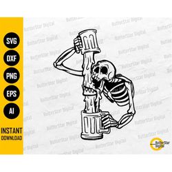 Skeleton Drinking Beer SVG | Lager SVG | Party Alcoholic Drink Bar Pub Drunk Alcohol | Cutting Files Clip Art Vector Dig