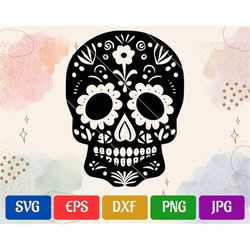 Sugar Skull | svg - eps - dxf - png - jpg | High-Quality Vector | Cricut Explore | Silhouette Cameo