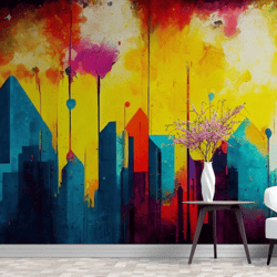 colorful painting wal mural