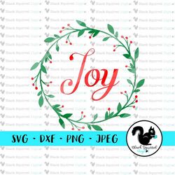 Joy Holiday Wreath, Rustic Christmas, Holly Leaves, Religious Charger Plate SVG Clipart, Print and Cut File, Digital Dow
