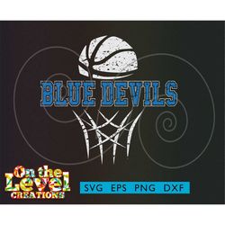Blue Devils Basketball cutfile download svg dxf png eps School spirit Distressed logo