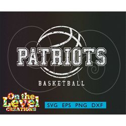 Patriots Basketball cutfile download svg dxf png eps School spirit distressed logo