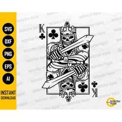 Skeleton King Of Clovers SVG | Gothic Playing Cards Decal Shirt Tattoo | Cricut Cutting File Printable Clipart Vector Di